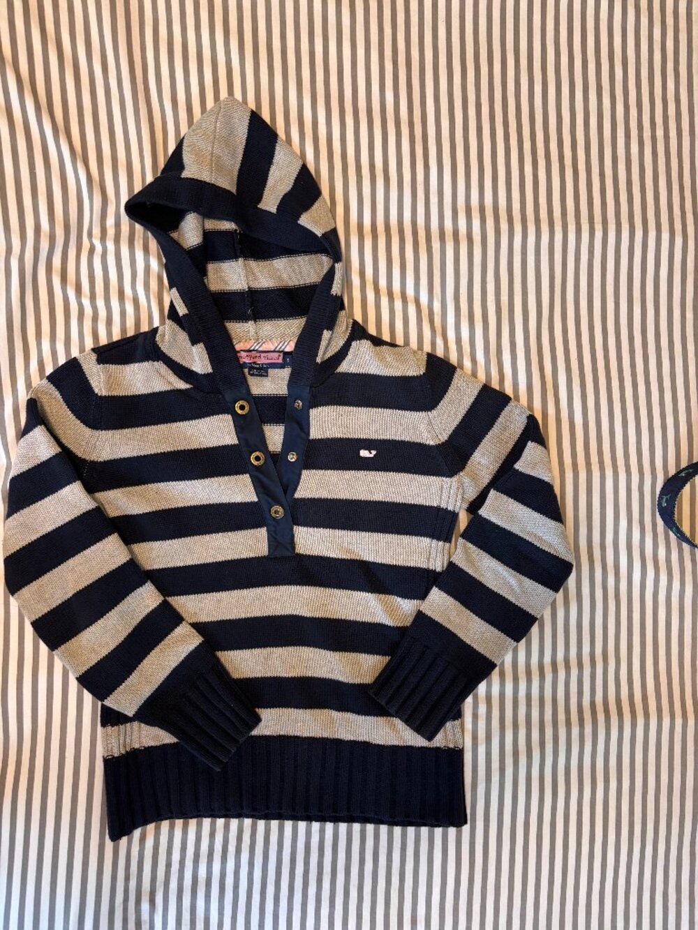 Vineyard Vines 100% Pima Cotton Striped Hooded Sweater — Size S